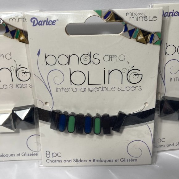 Jewelry Charm Sliders Black Blue 4 Packs Mix and Mingle Darice Bands and Bling - Picture 3 of 12
